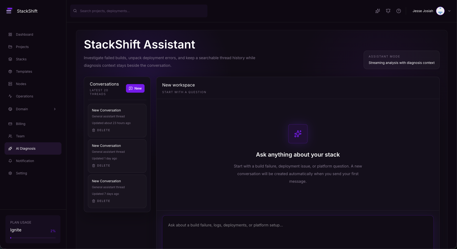 StackShift section