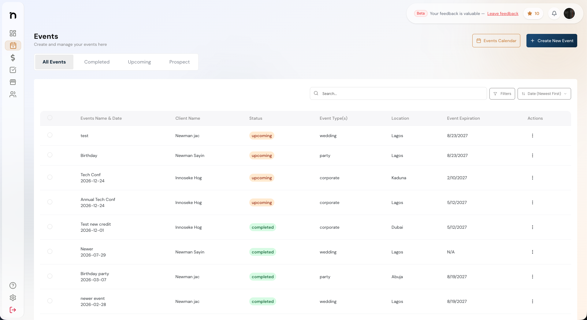 NXTEVNT section